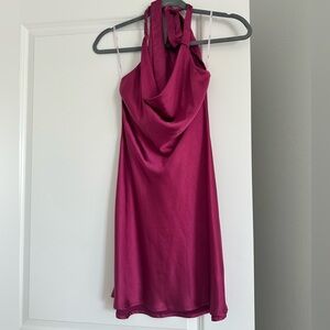 Cowl neck satin midi dress